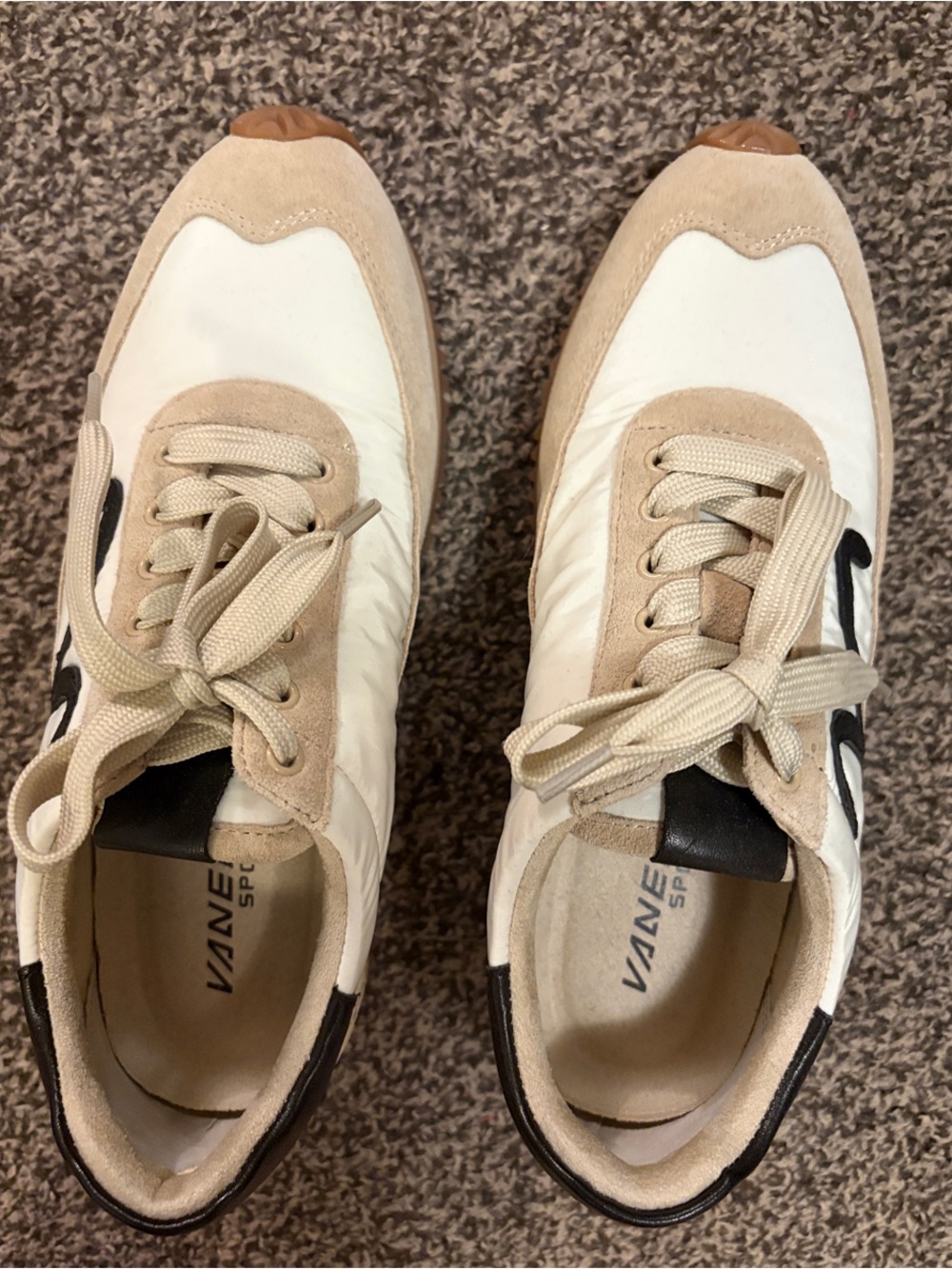 Vaneli Beige, White and Black Low-Top Sneakers